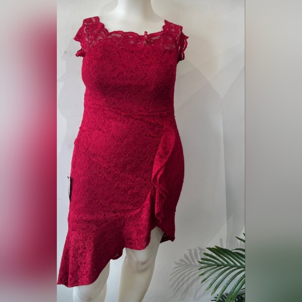 Le Chateau Cherry Red Lace dress